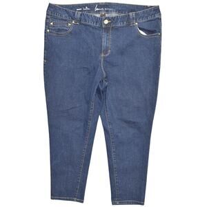 Lane Bryant Blue Skinny Genius Fit Jeans 24P Plus Petite Cotton Blend Zip